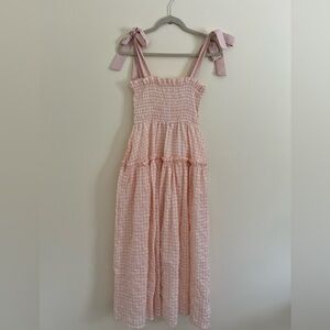 Charming Pink Gingham Dress with Bow Straps